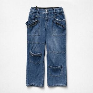 Fashion Nova Blue Utility Denim Pants